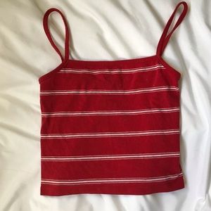 cropped red and white stripped tank top